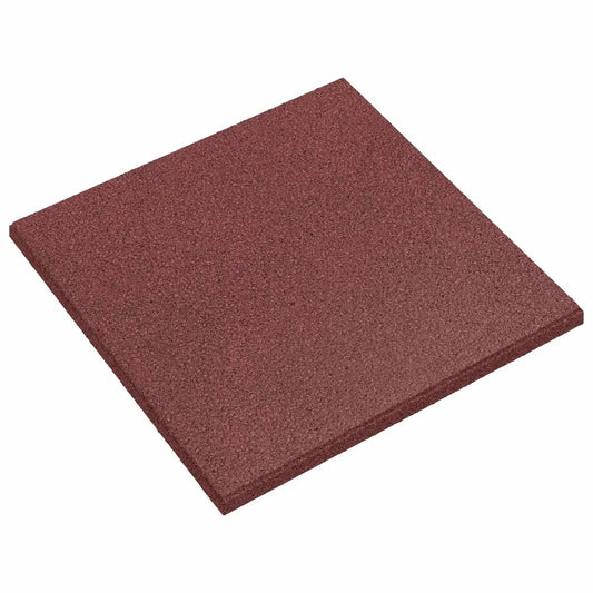 Rubber Floor Tile 50x50x3cm Red - Pack of 18 Impact-Resistant Outdoor Playground