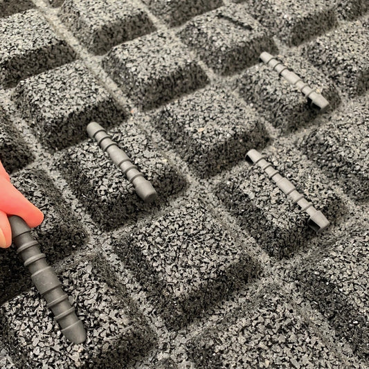 4x Grey - Rubber Safety Playground Tiles Mats - Interlocking - 1m fall height