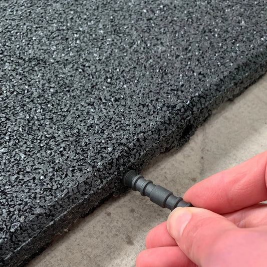 4x Black - Rubber Safety Playground Tiles Mats - Interlocking - 1m fall height