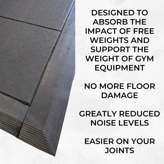 Rubber Gym Floor Tiles | 4 Mat Pack Of Heavy Duty 14mm Interlocking 900 x 900mm