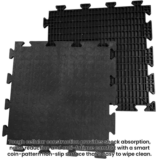 Coinect Garage Floor Tiles - 6.63m² 30 Pack Heavy Duty Interlocking PVC Black