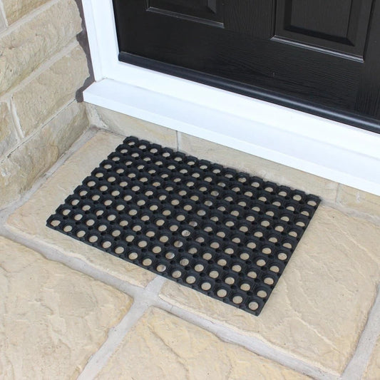 JVL Rondo Rubber Ring Door Mat 40x60cm Heavy Duty Outdoor Non-Slip Scraper