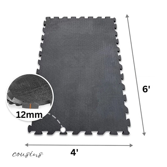 12mm Heavy Duty Rubber Mat 6x4ft Interlocking Gym Flooring Garage Stable Stall T