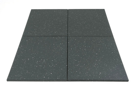 Rubber Gym Mat Floor Tiles | Heavy Duty 15mm Thick Interlocking pack of 4 (1m²)