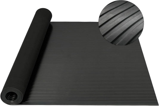 Nisorpa Rubber Matting Roll, Wide Ribbed Rubber Flooring Mat Heavy Duty Rubber G