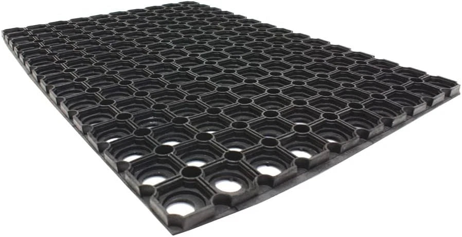 JVL Rondo Rubber Ring Door Mat 40x60cm Heavy Duty Outdoor Non-Slip Scraper