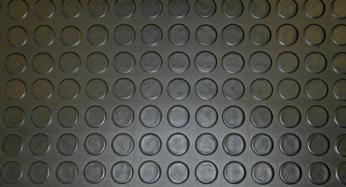 PENNY/STUD ANTISLIP RUBBER GARAGE FLOOR MATTING - VARIOUS WIDTHS X 3MM THICK