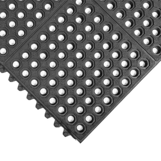 Workshop Rubber 12mm Interlocking Mat 91cm x 91cm Anti-Fatigue Flooring