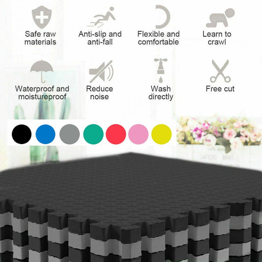 Thick Interlocking Floor Mats Gym Home Flooring Soft EVA Yoga Tiles 60x60 cm