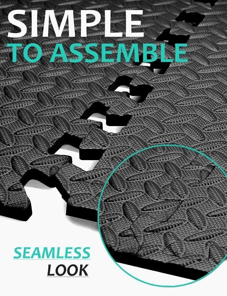 EXTRA THICK GYM FLOORING INTERLOCKING PUZZLE TILES FOR HOME GYM YOGA WORKOUT UK