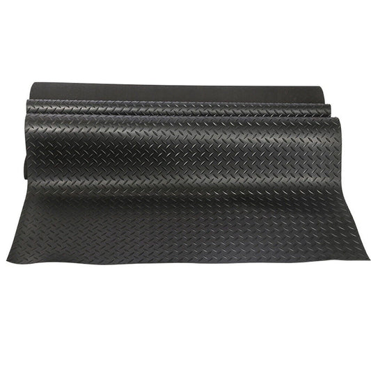 50*200CM Heavy Duty Checker Rubber Flooring Matting Garage Mat Non-Slip Black UK