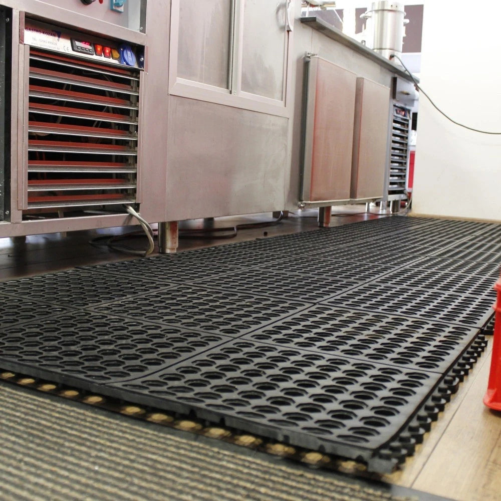 Workshop Rubber 12mm Interlocking Mat 91cm x 91cm Anti-Fatigue Flooring