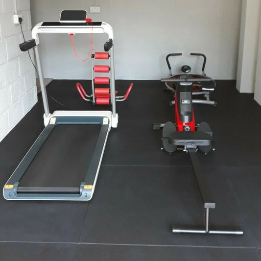Rubber Heavy Duty Gym Mat Floor Tiles Treadmill Noise Reduction 1M x 1M
