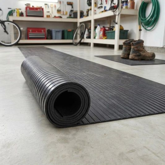 Thick Heavy-Duty Black Rubber Matting Roll 2m x 1.5m - Non-Slip & Waterproof