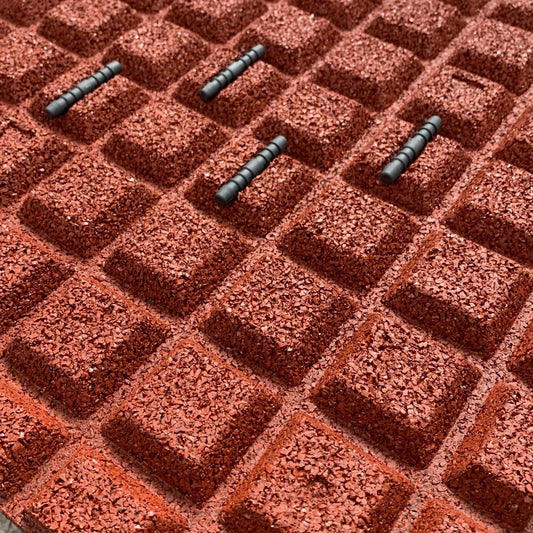 4x Red - Rubber Safety Playground Tiles Mats - Interlocking - 1m fall height