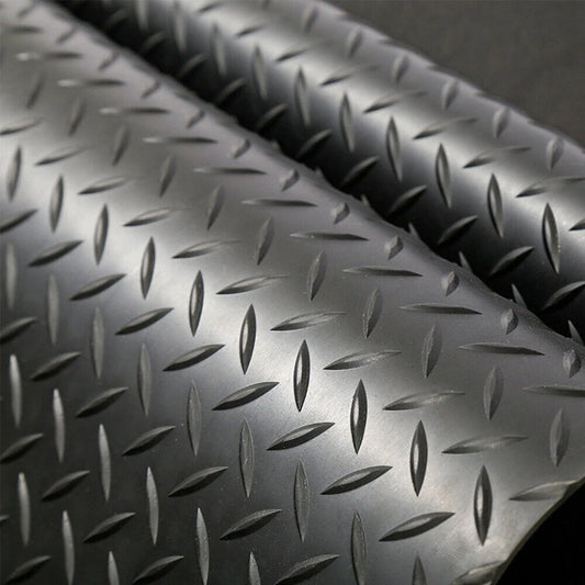 50×200CM Black Checker Rubber Flooring Matting Heavy Duty Non‑Slip Garage Mat UK