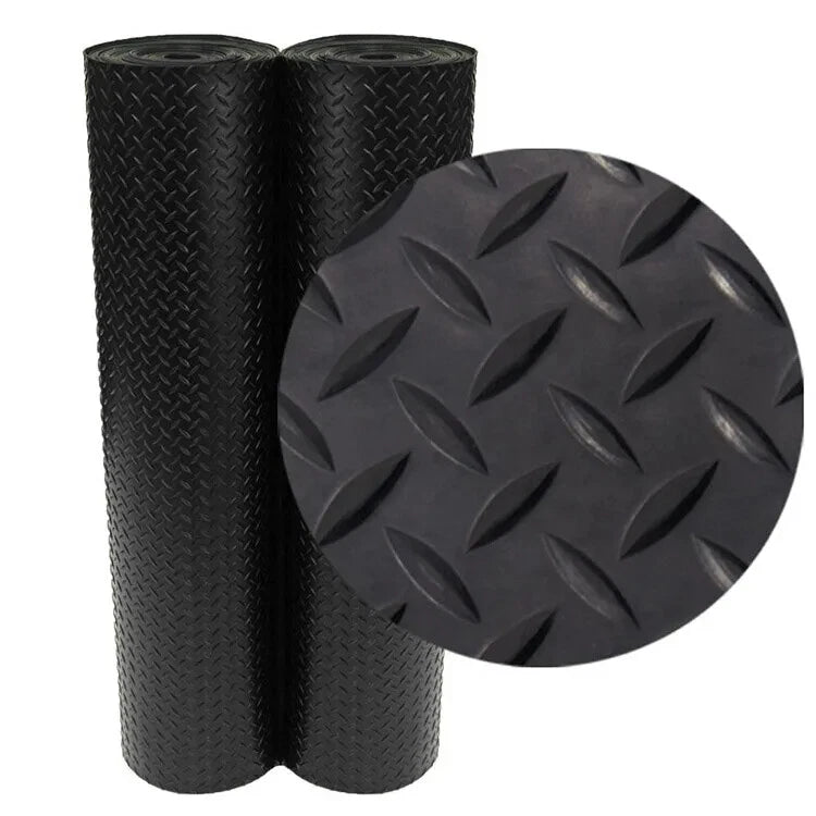 Heavy Duty Chequered Rubber Floor Garage Matting Industrial Work Van Shed 1.5m
