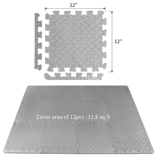 A-12Pcs Flooring Gym Mats And Home Gym Floor Foam Floor Mats Exercise Mat Foam