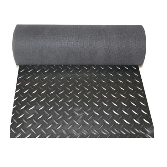 Heavy Duty Chequered Rubber Floor Garage Matting Industrial Work Van Shed 1.5m
