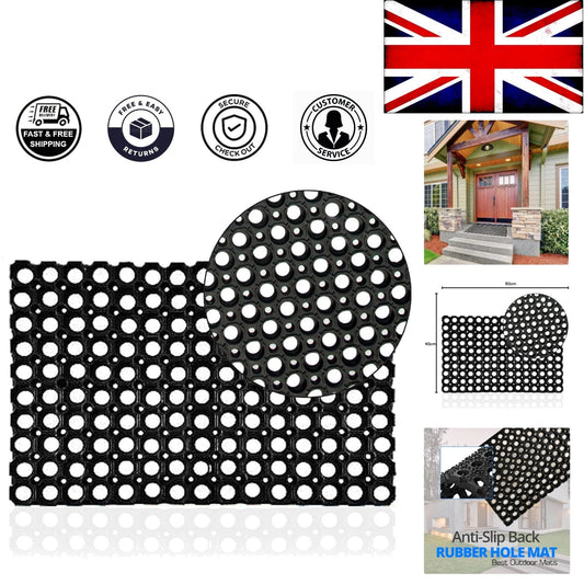 NAUSHA HOME Anti-Slip Outdoor Rubber Mat - Black 40x60cm for Children’s Safety