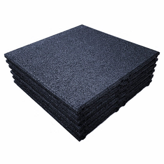 4x Grey - Rubber Safety Playground Tiles Mats - Interlocking - 1m fall height