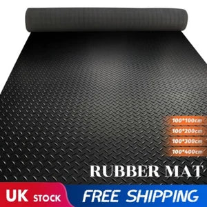 1m/2m/3m/4m Rubber Flooring Matting Heavy Duty Black Mat Anti Slip Garage Mat UK