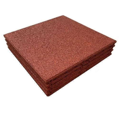 4x Red - Rubber Safety Playground Tiles Mats - Interlocking - 1m fall height
