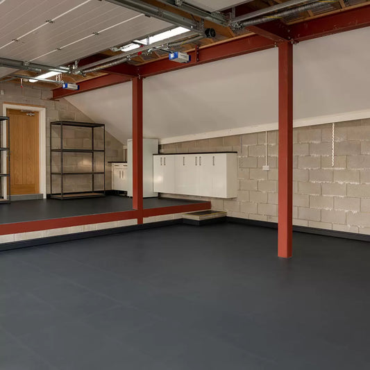 Garage Floor Tiles 5mm X500 4 Pack 0.98m² Klikflor Black Graphite Interlocking