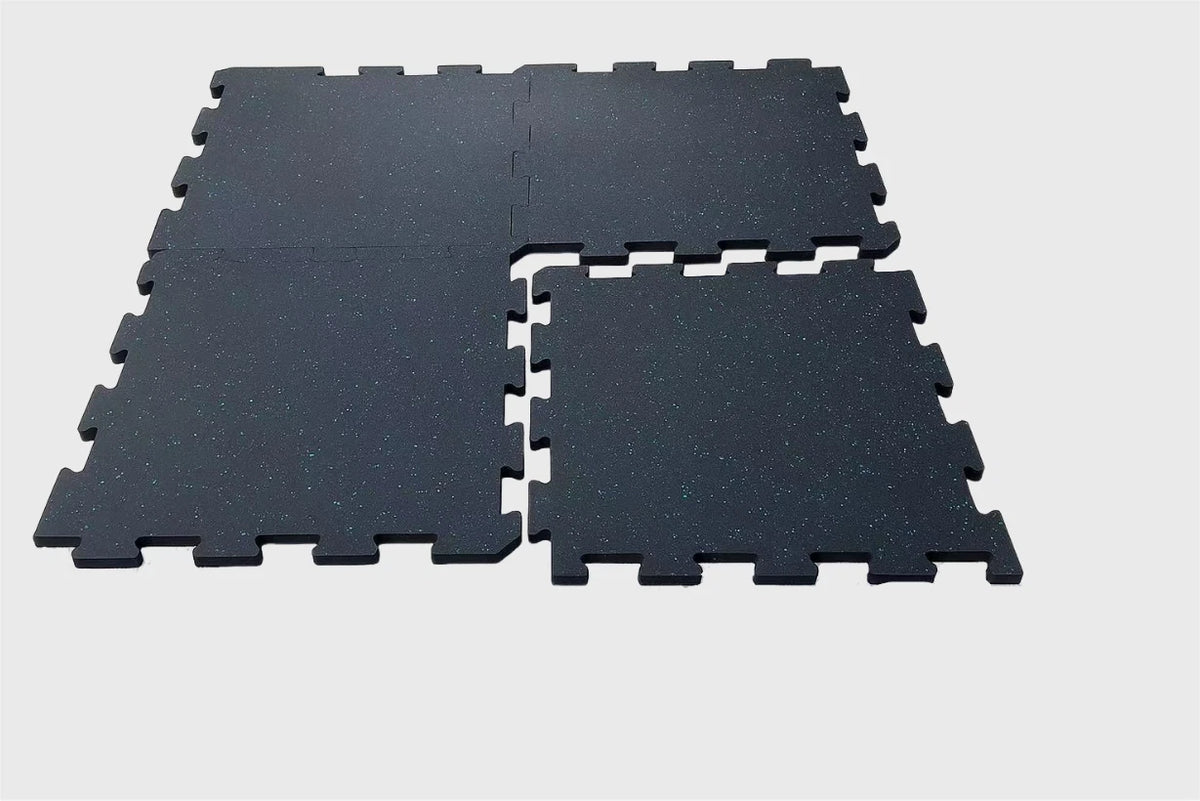100% Rubber Gym Mat Floor Tiles | Heavy Duty 10mm Thick Interlocking Black
