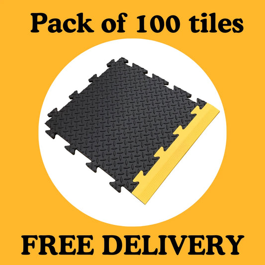 100 garage floor tiles, interlocking, showroom, workshop, 10 year guarantee