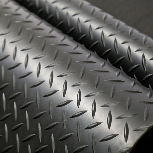 Checker Rubber Flooring Matting Heavy Duty Black Mat Garage Diamond 50x200CM UK