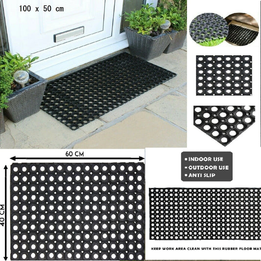 Heavy Duty Rubber Door Mat Non Slip Dirt Trapper Indoor Outdoor Runner UK