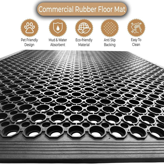Commercial Rubber Mat Anti-Fatigue Non-Slip Drainage Floor Mat for Outdoor Use