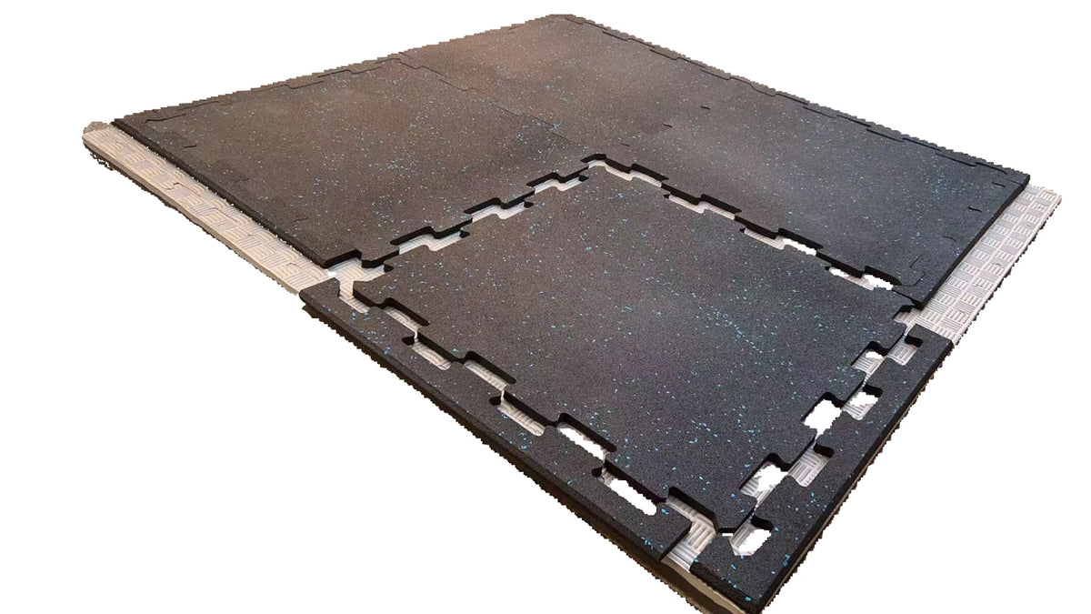100% Rubber Gym Mat Floor Tiles | Heavy Duty 10mm Thick Interlocking Black