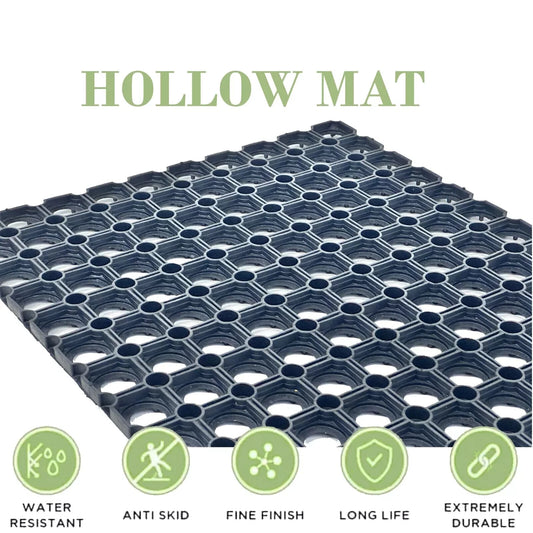 Black Hollow Mat Outdoor None Slip Entrance Rubber Anti Fatigue Dirt Catcher
