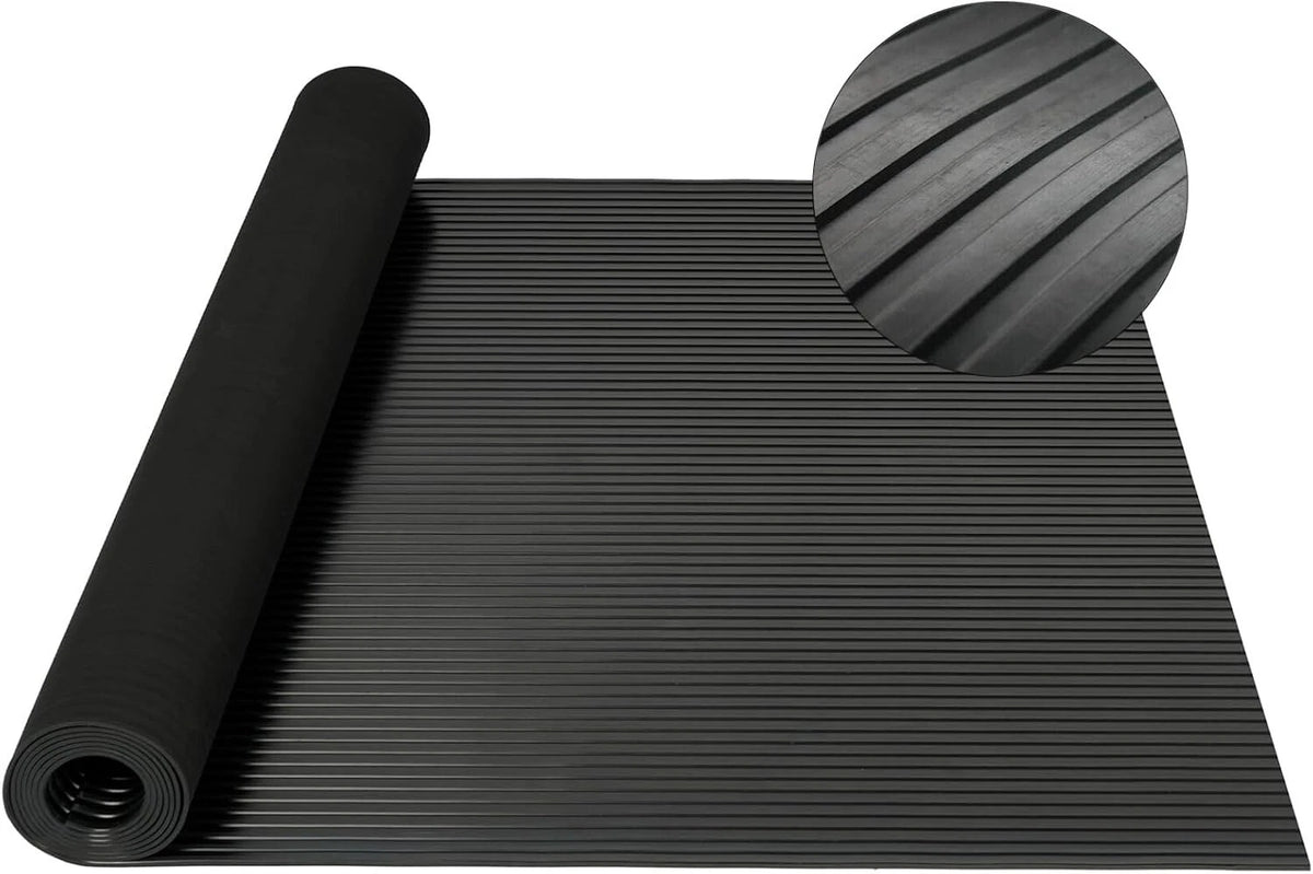 Nisorpa Rubber Matting Roll, Wide Ribbed Rubber Flooring Mat Heavy Duty Rubber G