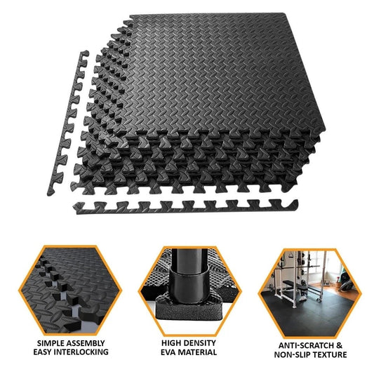 EXTRA THICK GYM FLOORING INTERLOCKING PUZZLE TILES FOR HOME GYM YOGA WORKOUT UK