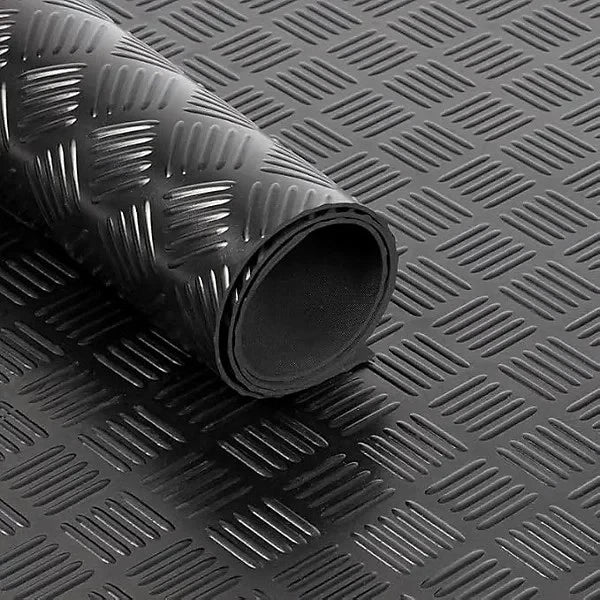 1.8m Wide 5 Bar Checker Rubber Flooring Roll – 3.5mm Thick x 10m Long