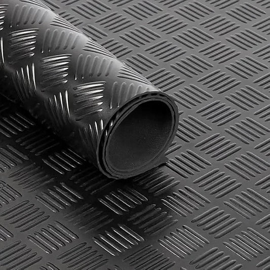1.8m Wide 5 Bar Checker Rubber Flooring Roll – 3.5mm Thick x 10m Long
