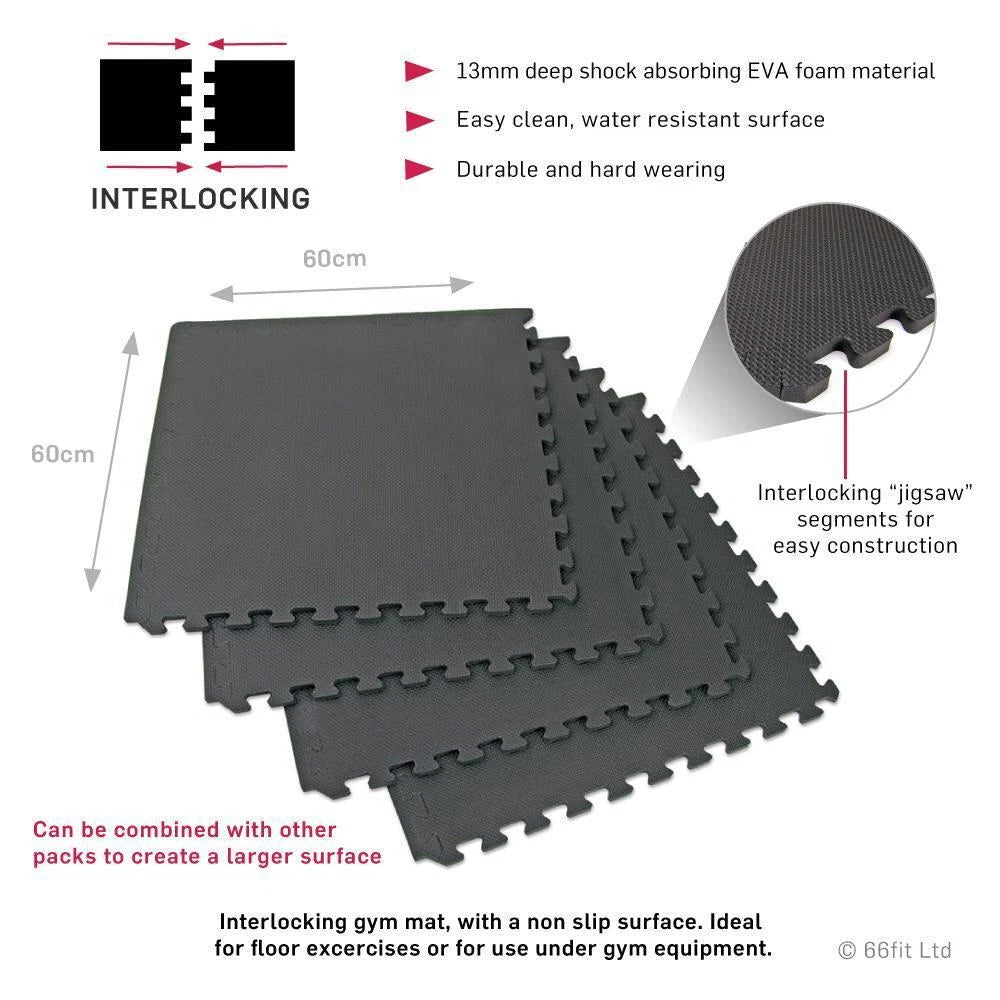 66fit™ EVA Interlocking Mats x 4pcs - Home Gym Floor Yoga Fitness Exercise