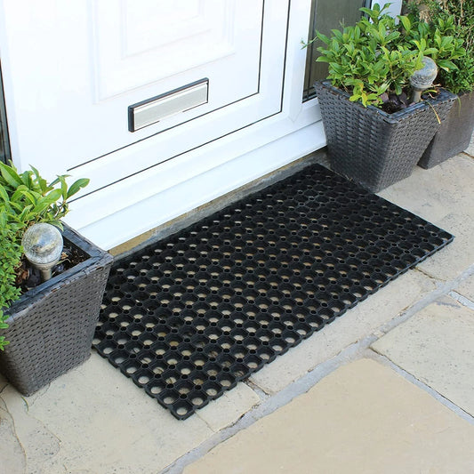 Large Heavy Duty Rubber Ring Door Mat Non Slip Dirt Catcher Outdoor Entrance Rug