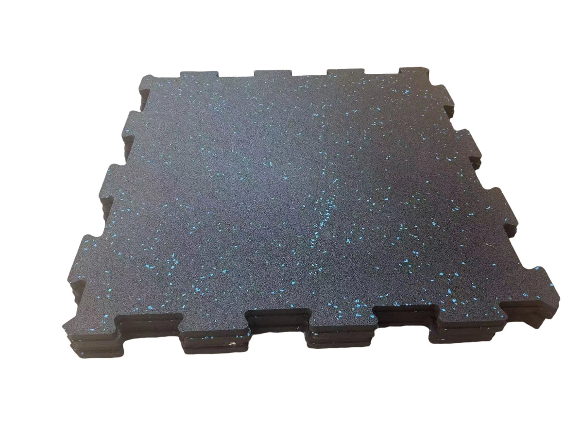 100% Rubber Gym Mat Floor Tiles | Heavy Duty 10mm Thick Interlocking Black