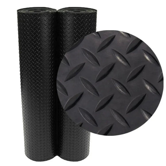 Heavy Duty Chequered Rubber Floor Garage Matting Industrial Work Van Shed 1.5m