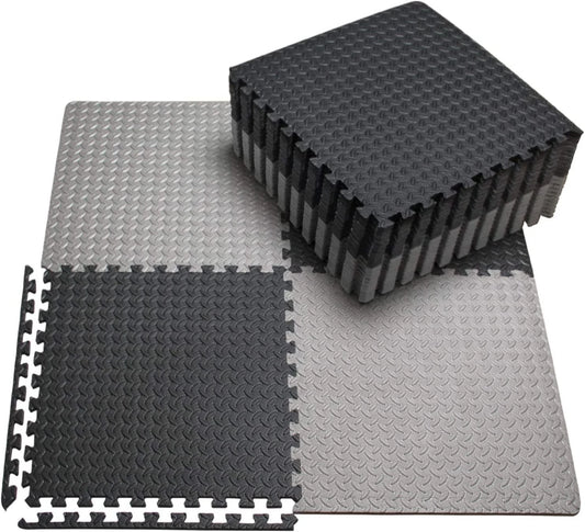 Interlocking EVA Foam Puzzle Mats Rubber Tiles Gym Yoga Home Flooring Black Grey