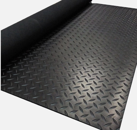 3MM Checker Heavy Duty Rubber Flooring Non Slip Matting Garage Large Diamond 1.2
