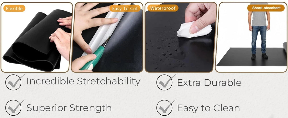 Nisorpa Smooth Rubber Matting Roll,Rubber Matting 1m x 2m Heavy-Duty Garage Non