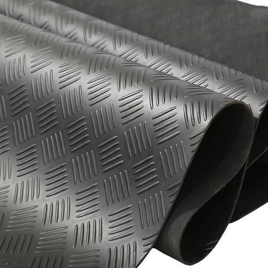1.5m Wide 5 Bar Checker Rubber Flooring Roll – 5mm Thick Heavy Duty Anti-Slip Ga