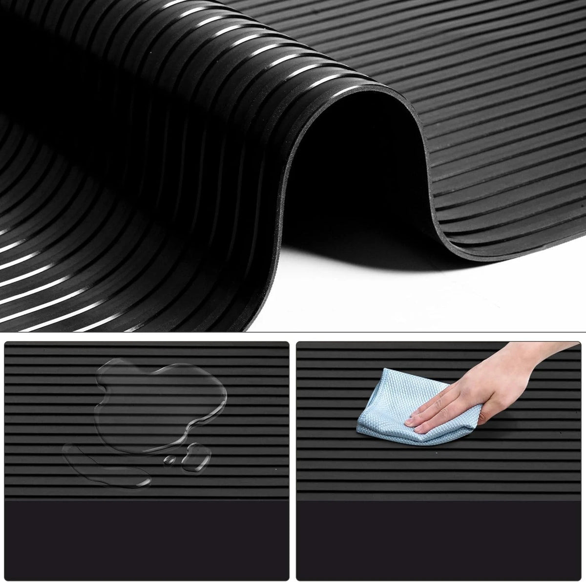 Nisorpa Rubber Matting Roll, Wide Ribbed Rubber Flooring Mat Heavy Duty Rubber G