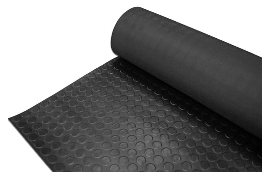 PENNY/STUD ANTISLIP RUBBER GARAGE FLOOR MATTING - VARIOUS WIDTHS X 3MM THICK