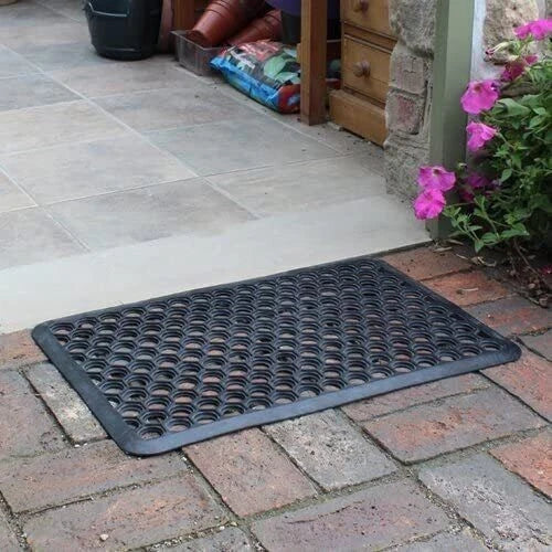 Honeycomb Rubber Door Mat Heavy Duty Non Slip Outdoor Dirt Catcher Black UK